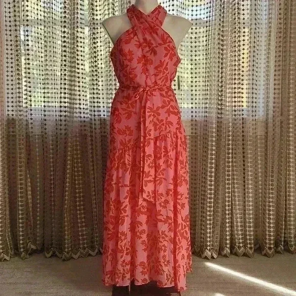 Taylor Pink Chiffon Sleeveless Dress